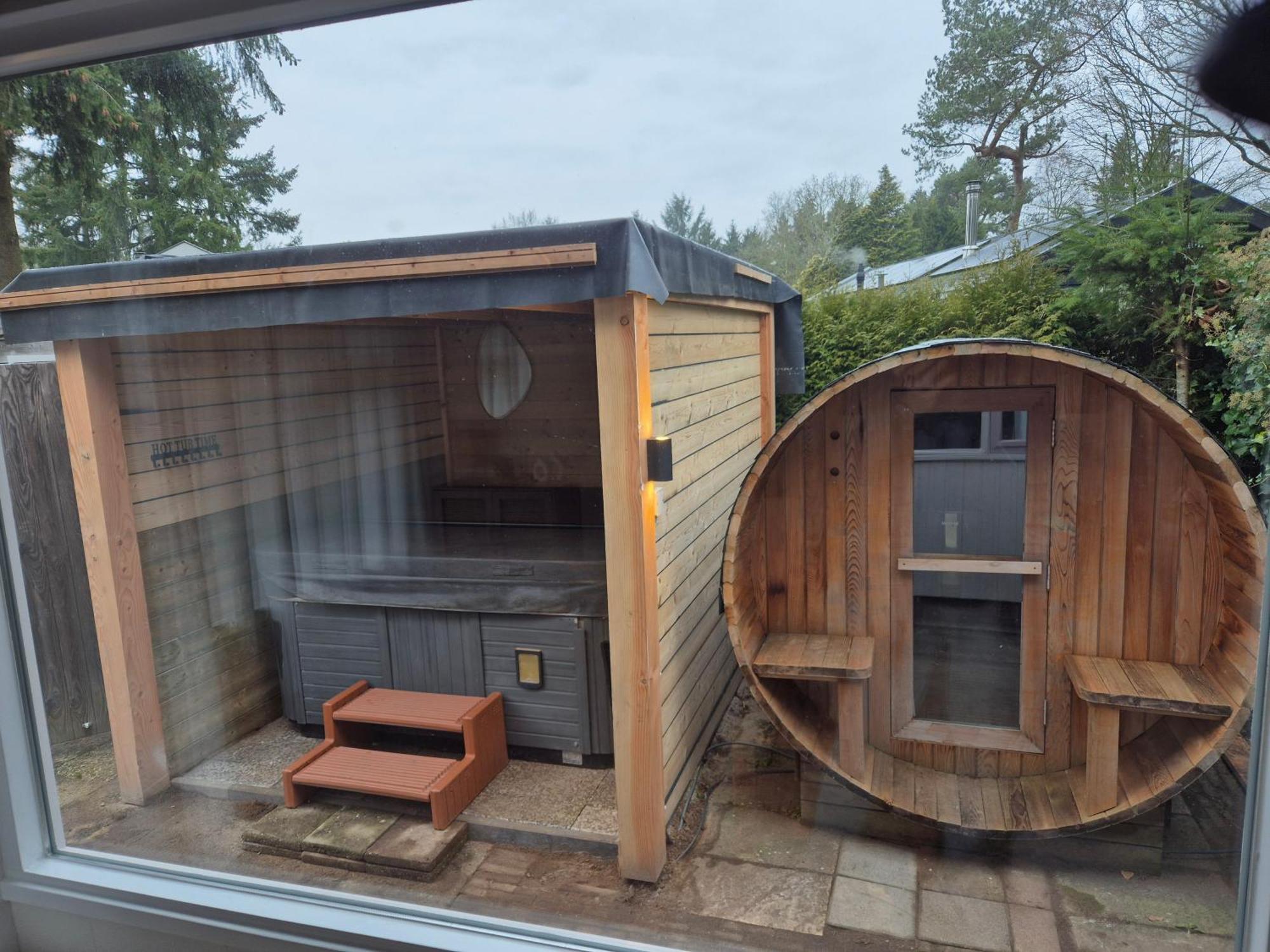 Luxe Boshuisje Met Prive Wellness & Jacuzzi Op De Veluwe เออร์เมโล ภายนอก รูปภาพ